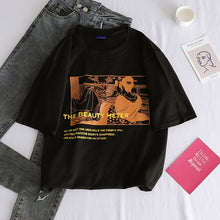 Load image into Gallery viewer, Korean Women shirts letters stripe Kawaii tops O-Neck All-match Students t-shirts autumn Harajuku Loose Clothing Casual T shirt