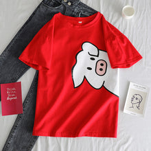 Load image into Gallery viewer, Korean Women shirts letters stripe Kawaii tops O-Neck All-match Students t-shirts autumn Harajuku Loose Clothing Casual T shirt