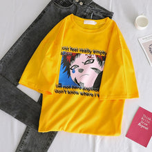 Load image into Gallery viewer, Korean Women shirts letters stripe Kawaii tops O-Neck All-match Students t-shirts autumn Harajuku Loose Clothing Casual T shirt