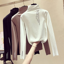 Load image into Gallery viewer, New Bottoming Shirt Autumn Winter Korean Students Half-high Collar Slim Long-sleeved T-shirt Female Thin