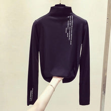 Load image into Gallery viewer, New Bottoming Shirt Autumn Winter Korean Students Half-high Collar Slim Long-sleeved T-shirt Female Thin